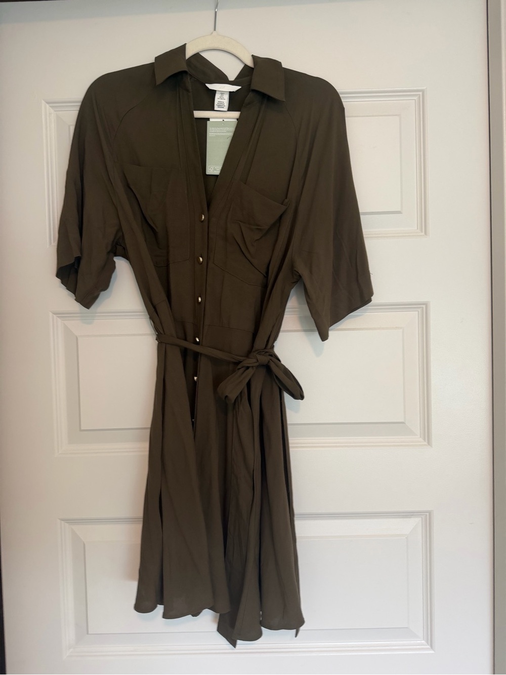 Olive Green Dress with Tie